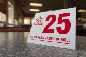 Nice photo of Carls Jr Table Number