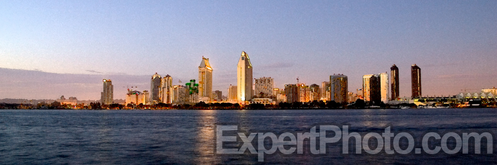 Nice photo of Watercolor of San Diego Skyline Sunset