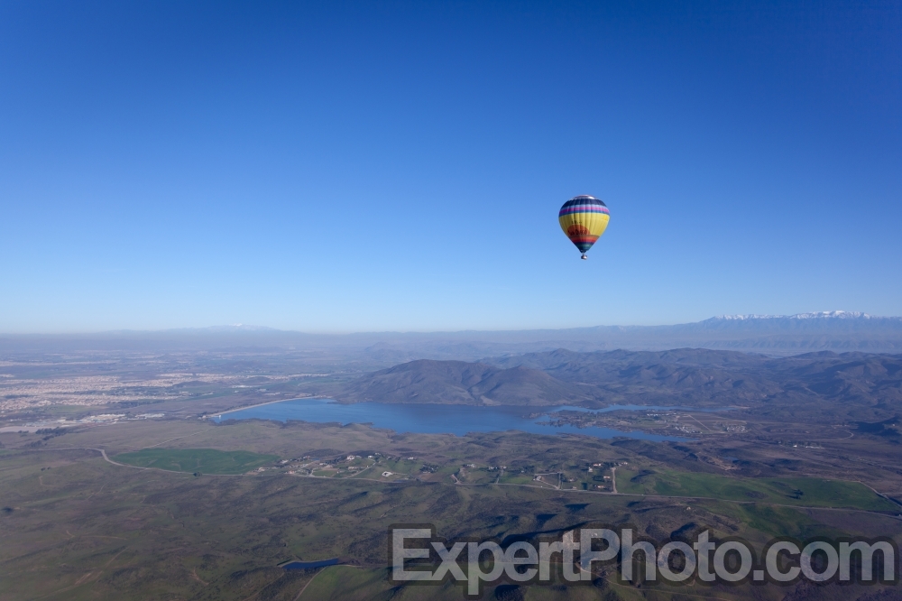 Nice photo of Hot Air Balloon Over Lake Skinner