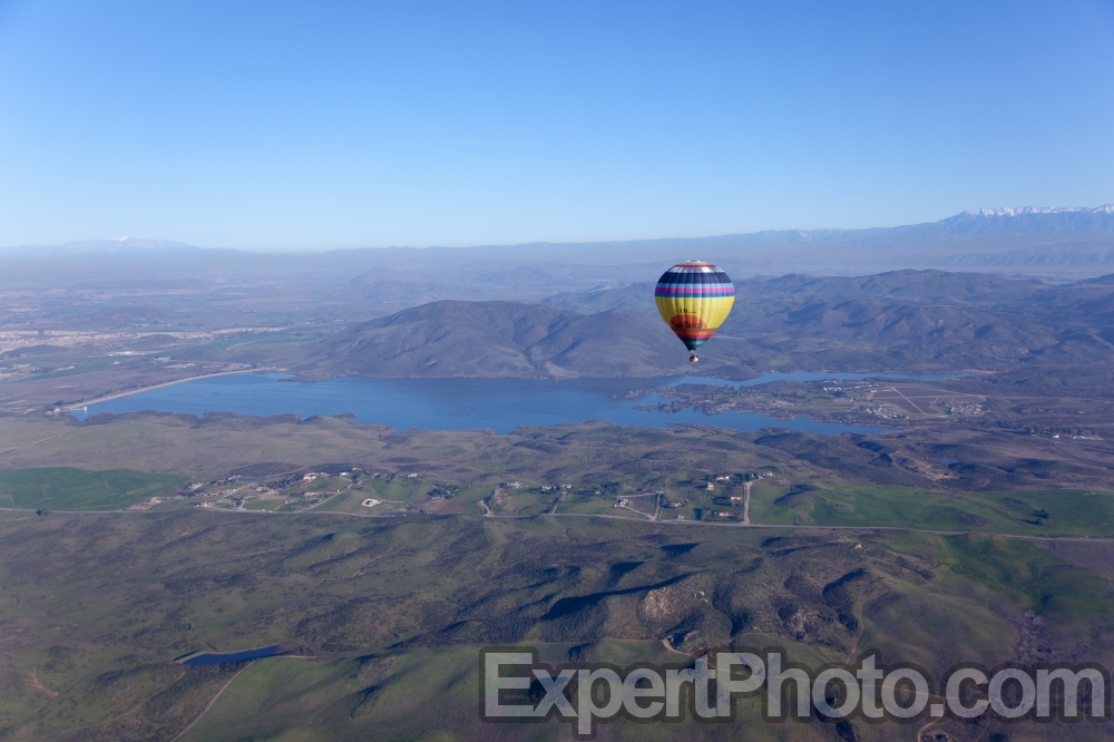 Nice photo of Hot Air Balloon Over Lake Skinner