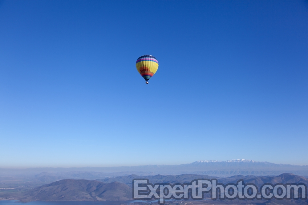 Nice photo of Hot Air Balloon Over Lake Skinner